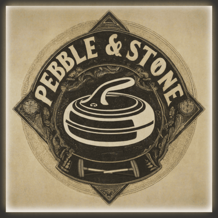 Pebble and Stone — vintage curling-stone emblem